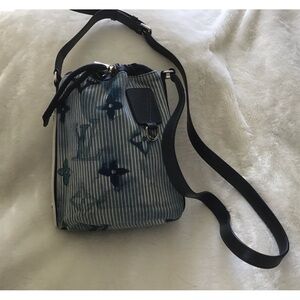 Louis. Vuitton blue canvas and leather shoulder bag